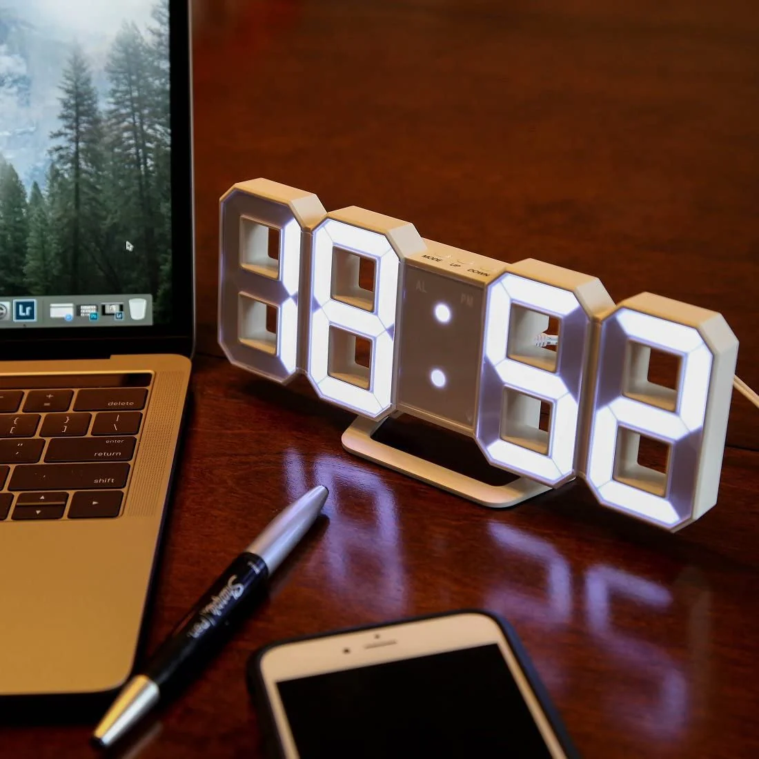 Acry: Viral Pinterest inspired Big Display Aesthetic LED Desk & Wall Clock with Alarm - Image 4