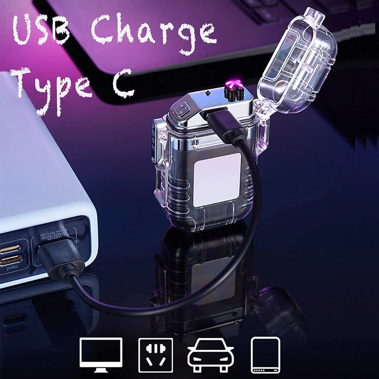 Arc: Dual Arc Windproof & Waterproof Lighter with Bright Torch C-Type Charging & Display - Image 7