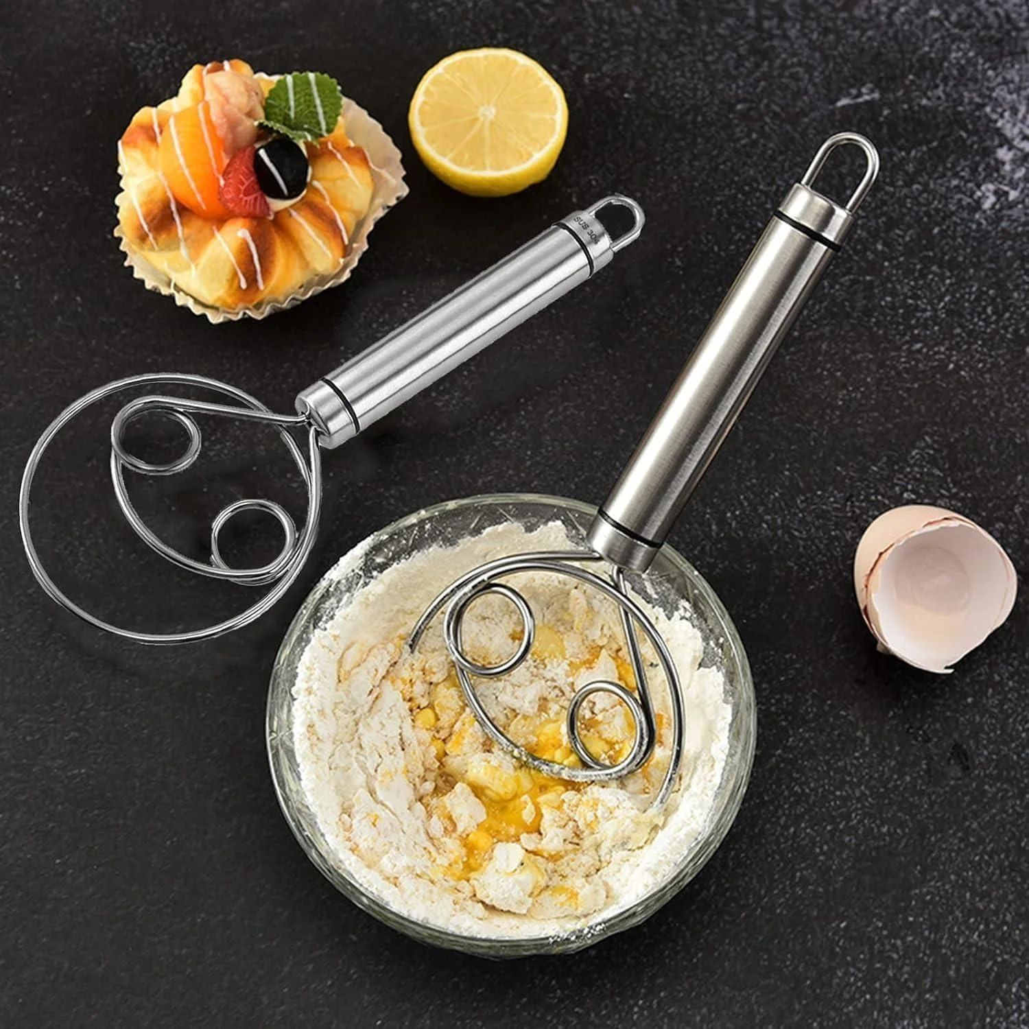 AttaMaker: Convenient & Mess Free Dough Atta Mixer Whisk, Stainless Steel &Easy Cleaning (Set of 2) - Image 4