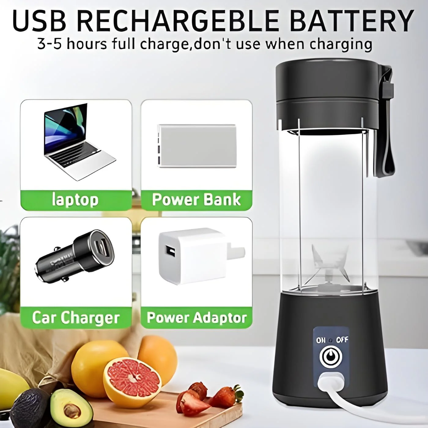 BlendGo: Portable Smoothie Blender & Juicer USB Rechargeable with 6-Blade Design, Chunk Filter & Easy-Cleaning - Image 4