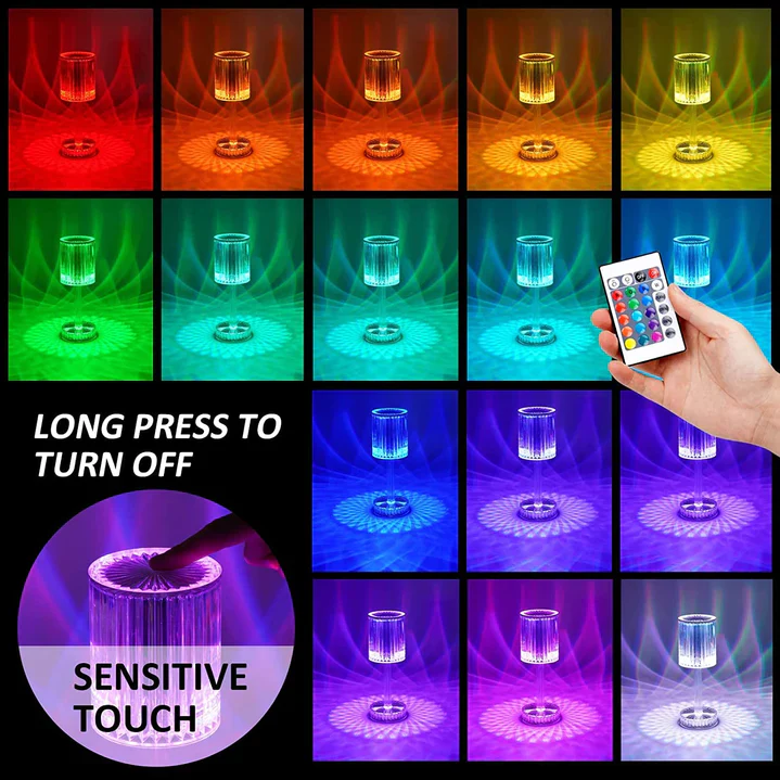 Brilla: Modern Crystal LED Table Lamp with 16-Color Changing RGB, Touch Control, USB Rechargeable & Diamond Cut Design - Image 5