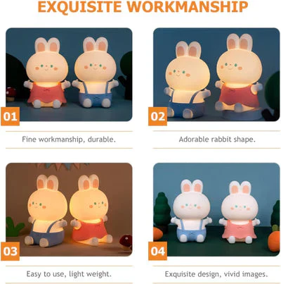 BunnyGlow: Adorable Silicone LED Night Lamp for Kids with Warm & Cozy Light, USB Rechargeable, Soft & Squishy Kawaii Bunny Design - Image 4