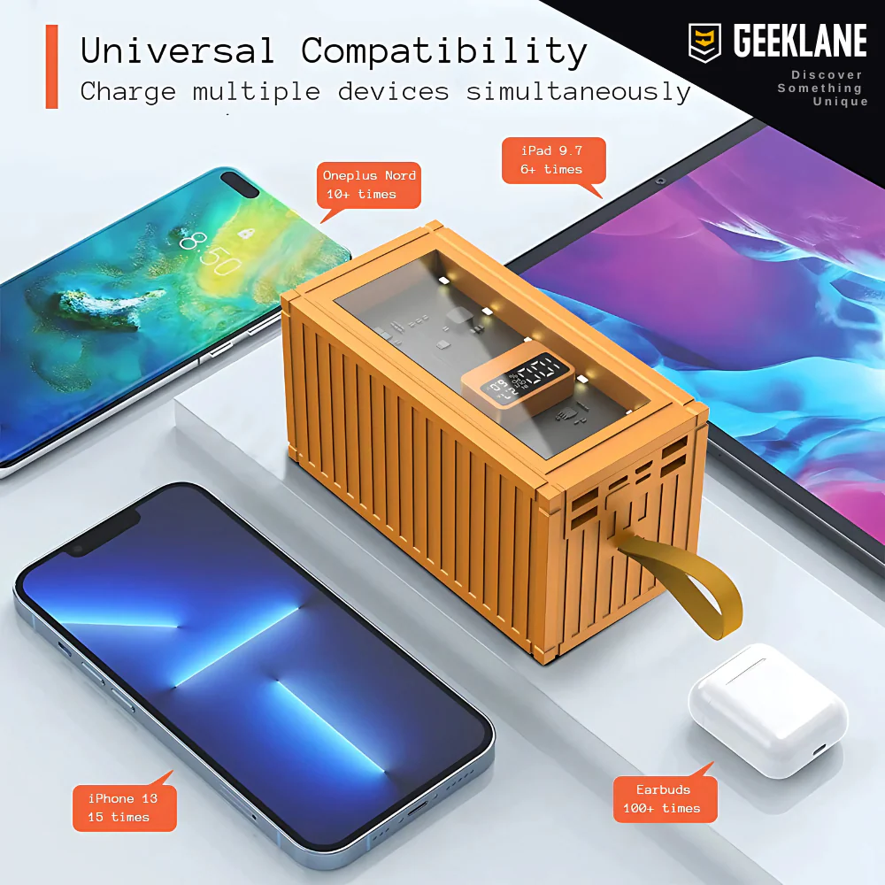 Cargo: 50000mAh Shipping Container Li-Po Power Bank with PD Fast Charging, 4 USB Outputs, LED Torch & Digital Display - Image 4