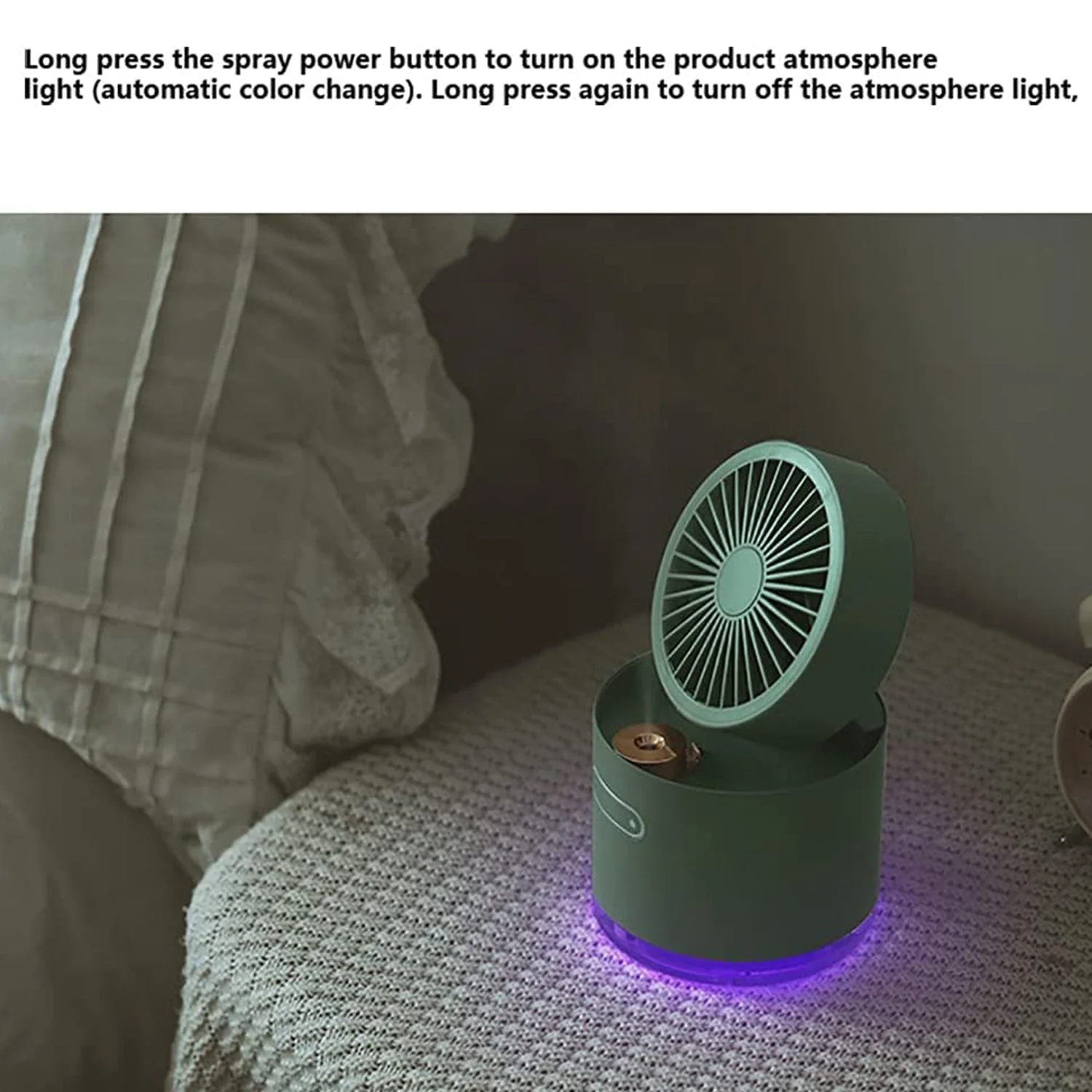 DeskChill: Portable 3-in-1 Mini Air Cooler & Table Fan with Mist Humidifier, USB Rechargeable & LED Night Light - Image 5