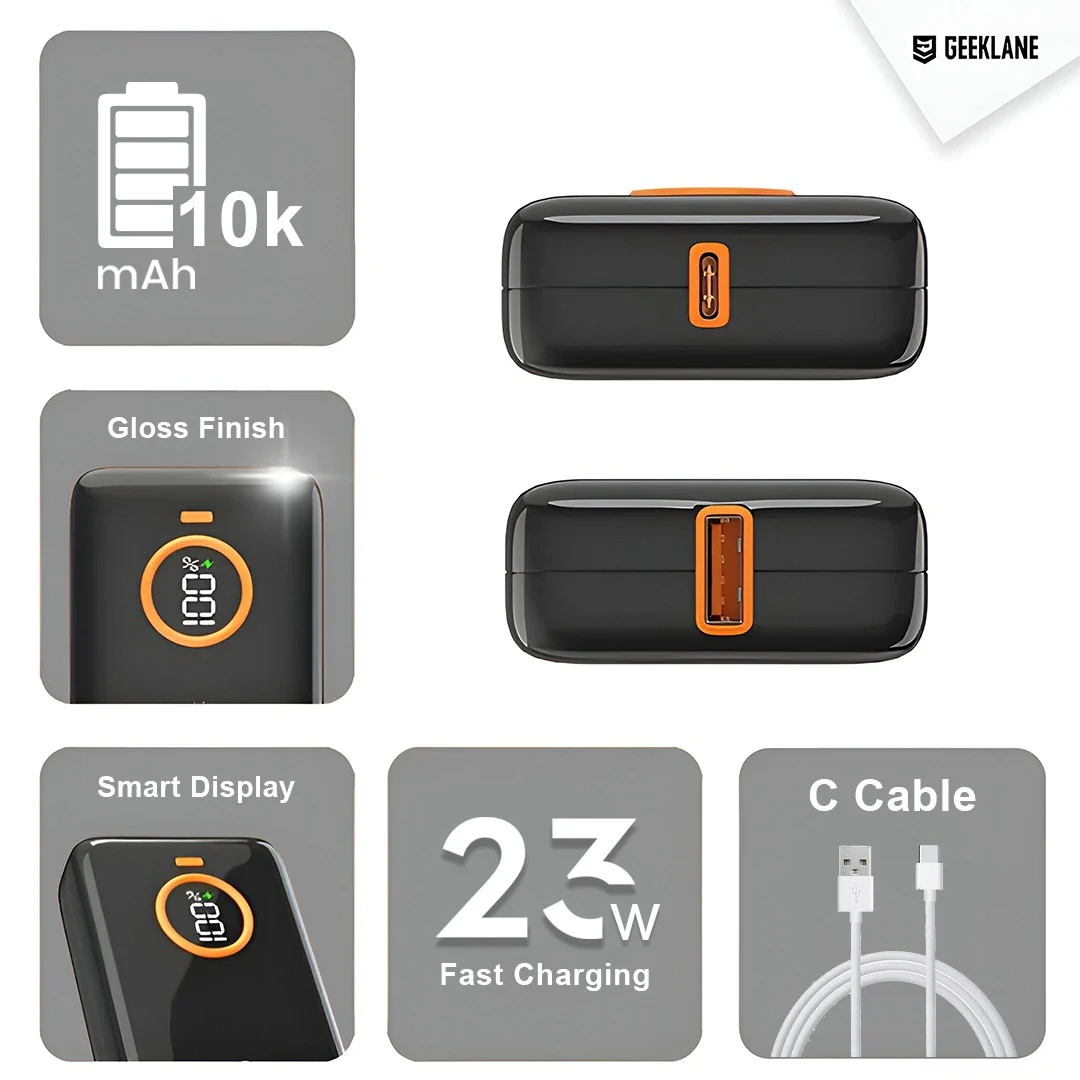 DEX: Palm Sized 10,000mAh Ultra-Compact Power Bank with 22.5W Super Fast Charging, PD & QC, Type-C Input/Output with Pocket-Friendly Design - Image 3