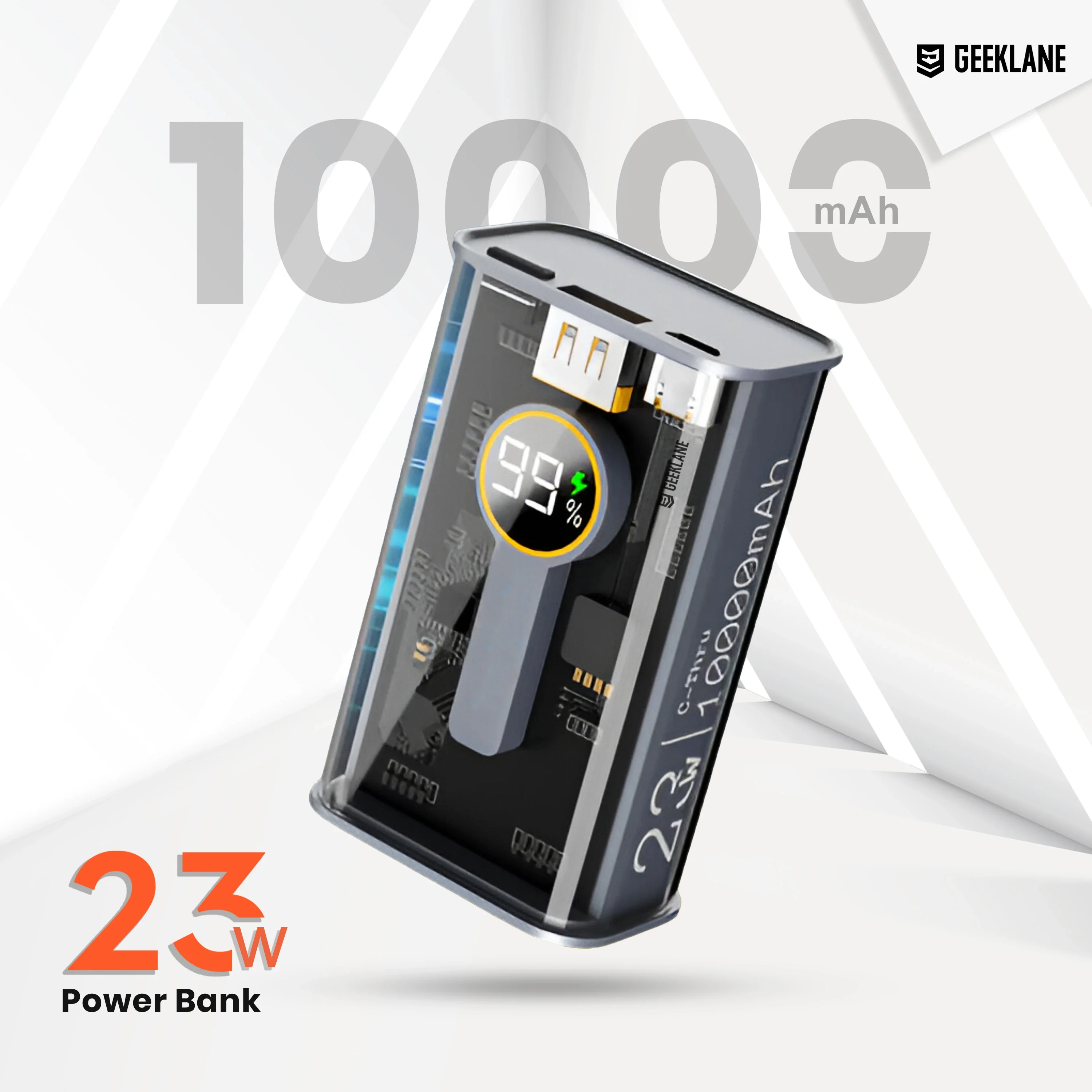 Element: 10,000mAh Compact Edition See-Thru Power Bank with PD 22.5W Fast Charging, Multiport Input/Output & LED Display - Image 4