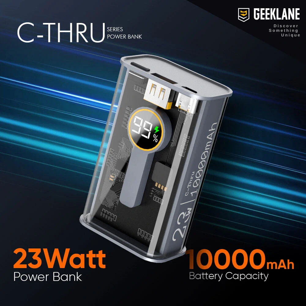 Element: 10,000mAh Compact Edition See-Thru Power Bank with PD 22.5W Fast Charging, Multiport Input/Output & LED Display - Image 5