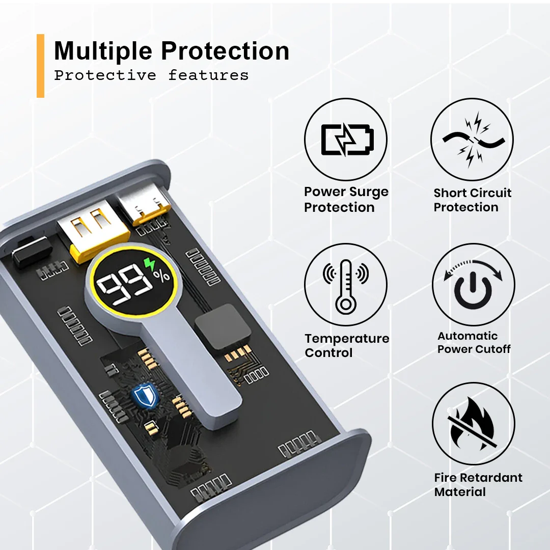 Element: 10,000mAh Compact Edition See-Thru Power Bank with PD 22.5W Fast Charging, Multiport Input/Output & LED Display - Image 6