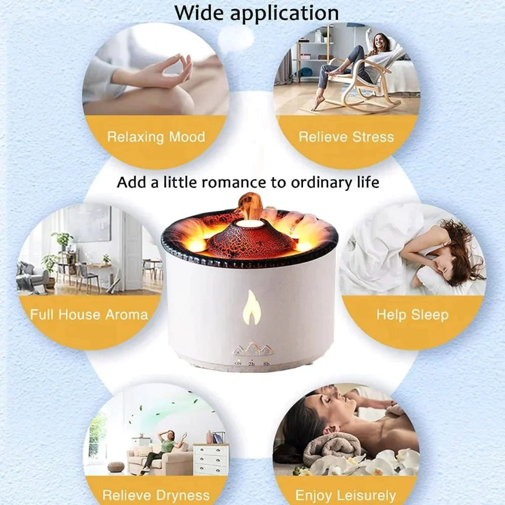 Essence: Enchanting Volcano Humidifier & Aromatherapy Diffuser with Flame Effect, Cool Mist & Auto Shut-Off - Image 7
