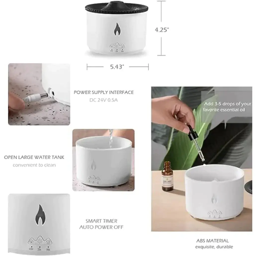 Essence: Enchanting Volcano Humidifier & Aromatherapy Diffuser with Flame Effect, Cool Mist & Auto Shut-Off - Image 8
