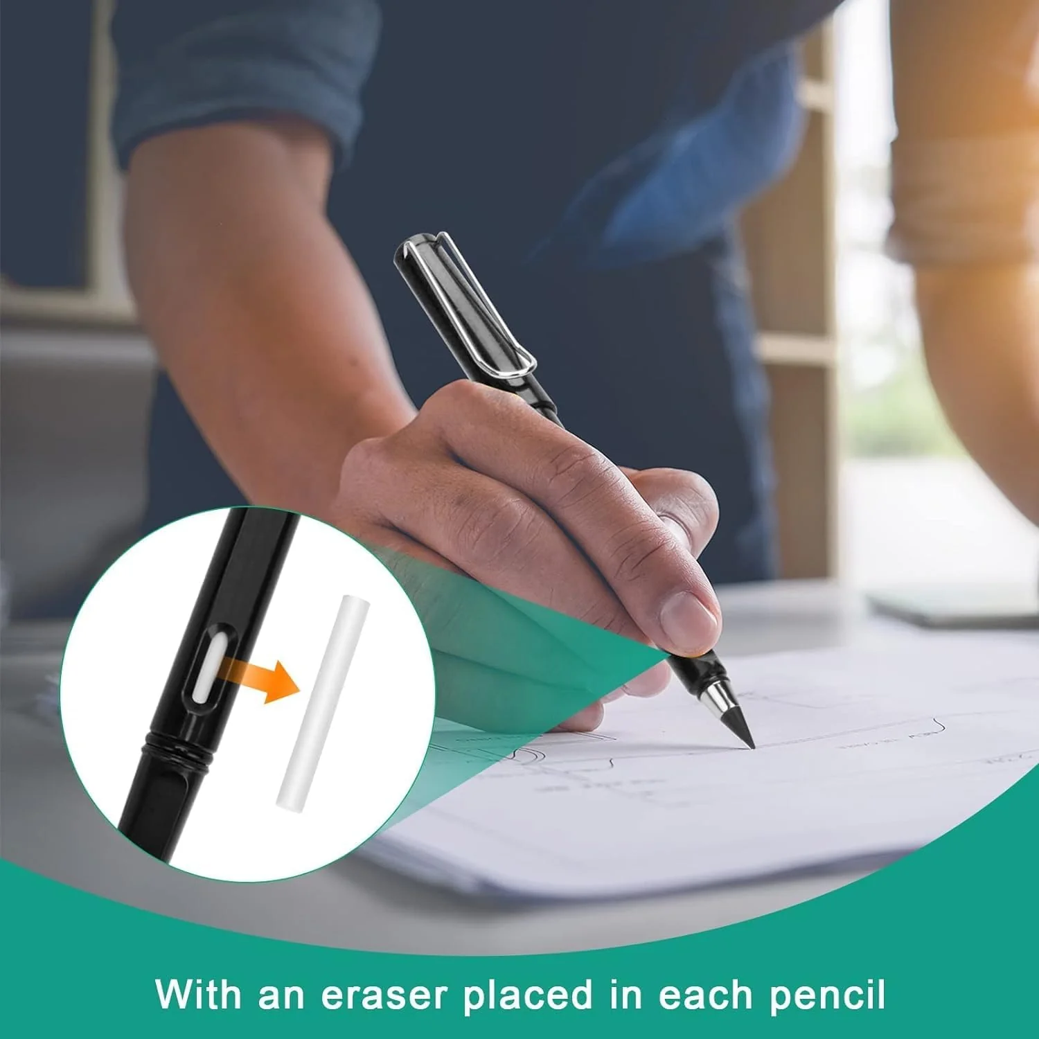 EverWrite: Pack of 4 Reusable Inkless Pencil – Everlasting Infinity Pencil with Eraser for Writing, Sketching & Drawing - Image 6