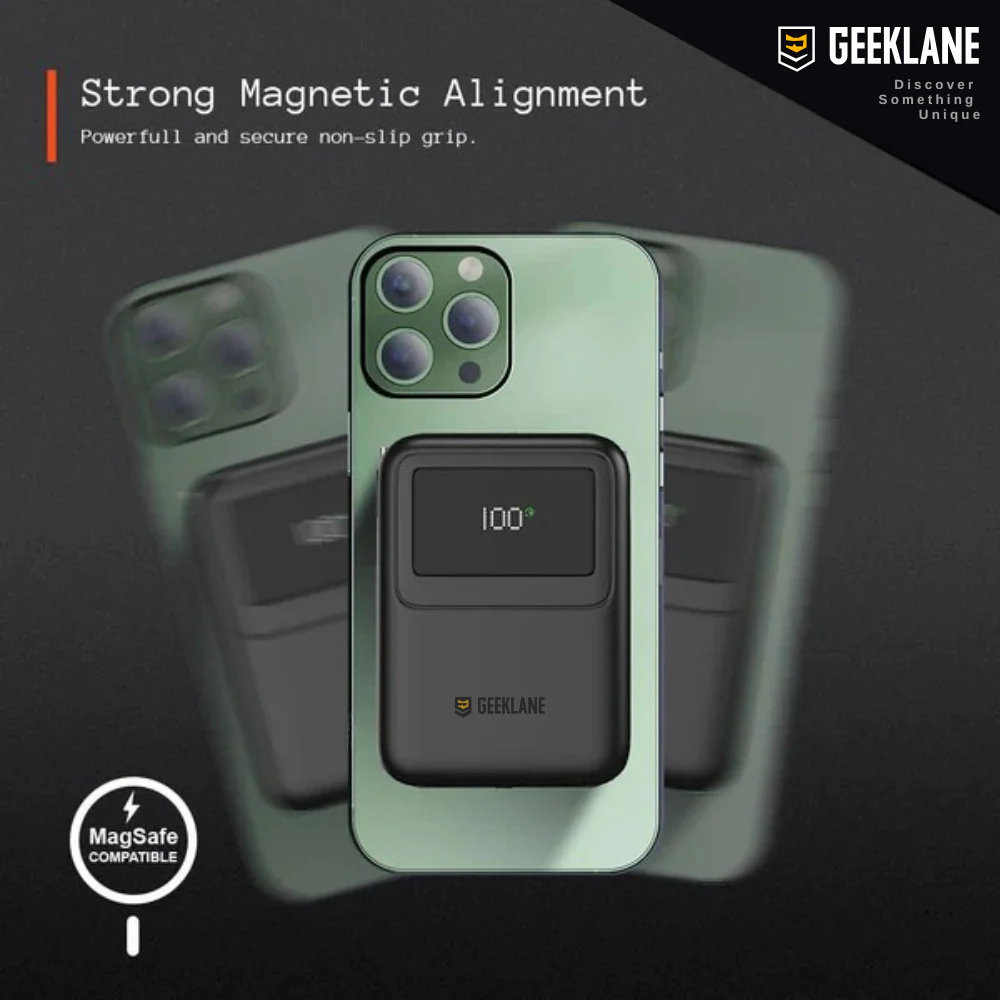 Flux: 10000mAh Wireless Power Bank, 23W PD Wired + 15W Magnetic MagSafe Wireless Charging with Built-in Cables & QC3.0 - Image 4