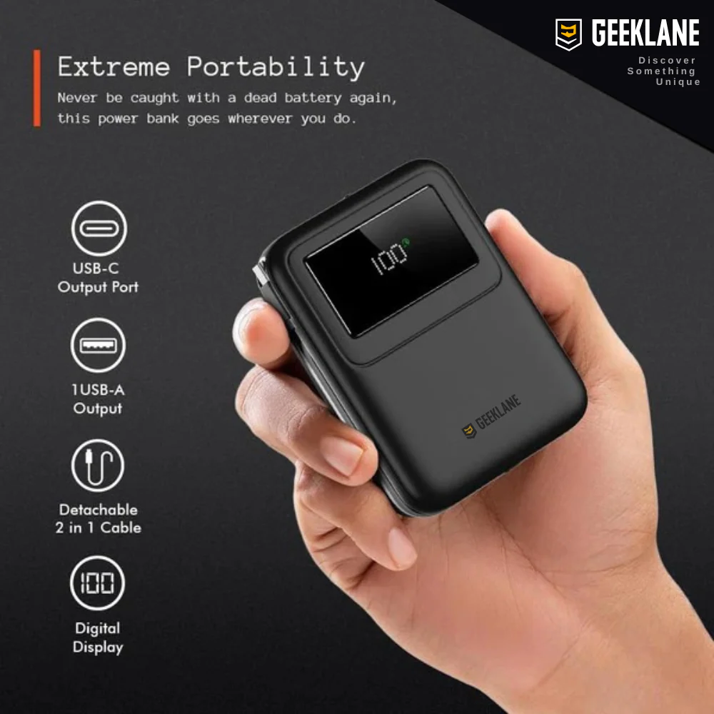 Flux: 10000mAh Wireless Power Bank, 23W PD Wired + 15W Magnetic MagSafe Wireless Charging with Built-in Cables & QC3.0 - Image 5