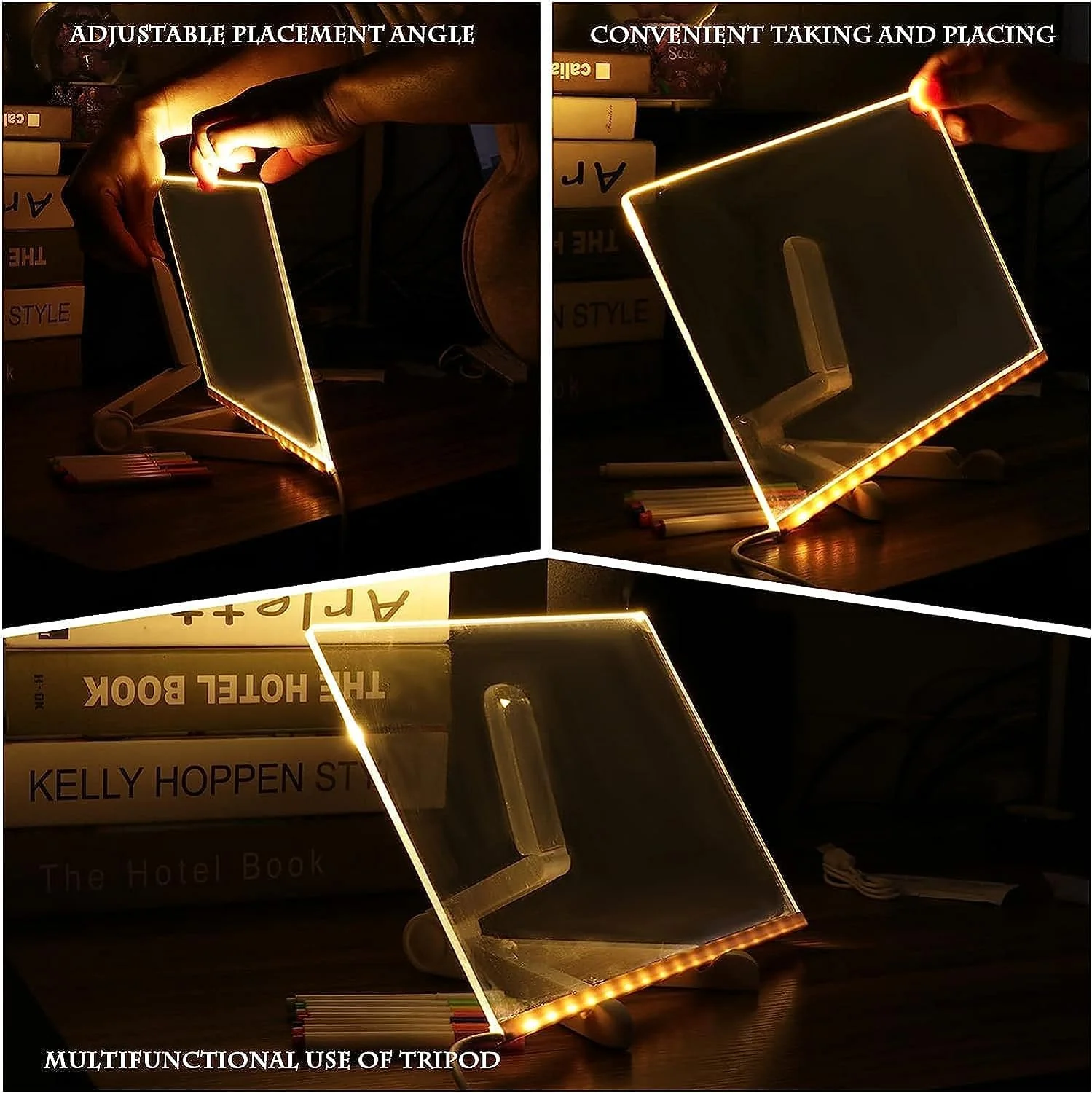 Gleam: LED Message Sketch Board & Night Lamp with Acrylic Dry Erase Surface, Stand & 13 Glow Pens for Home, Office & Gifting - Image 5