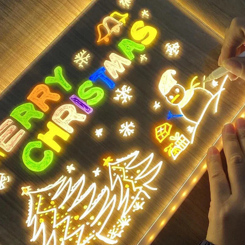Gleam: LED Message Sketch Board & Night Lamp with Acrylic Dry Erase Surface, Stand & 13 Glow Pens for Home, Office & Gifting - Image 9