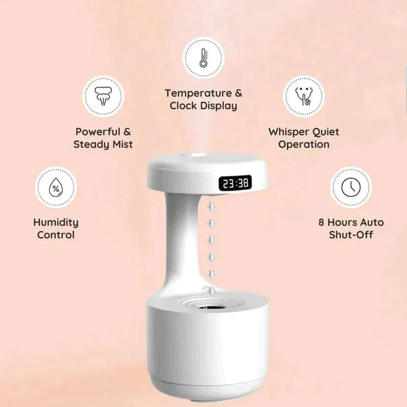 Mirage: The Illusion Anti-Gravity Humidifier with Floating Water Effect, LED Clock Display & Auto Shut-Off (800ml) - Image 12