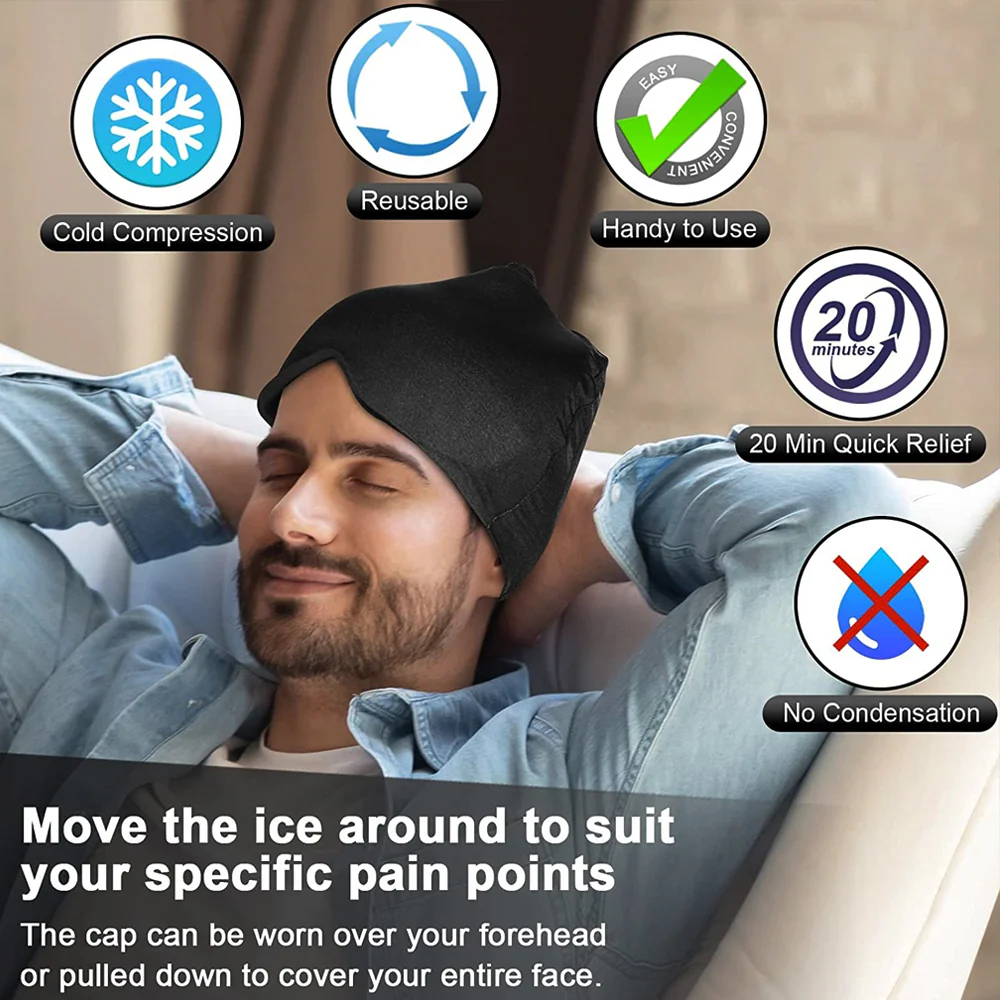 ReliefCap: Reusable Hot & Cold Therapy Hat for Migraine, Headache & Sinus Relief with Soothing Gel Compression - Image 3