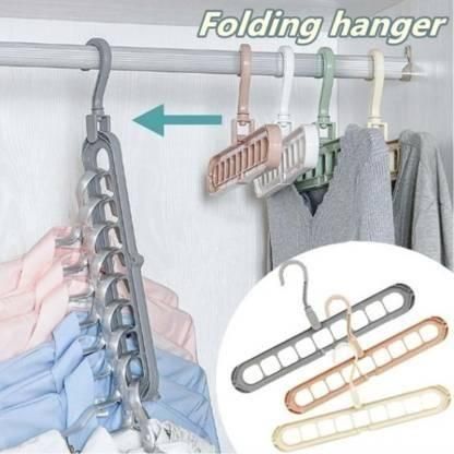 Hangaroo: 3-Pack Space-Saving Folding Hangers with 360° Swivel Hook & 9-Hole Anti-Skid Design for Closet Organization - Image 3