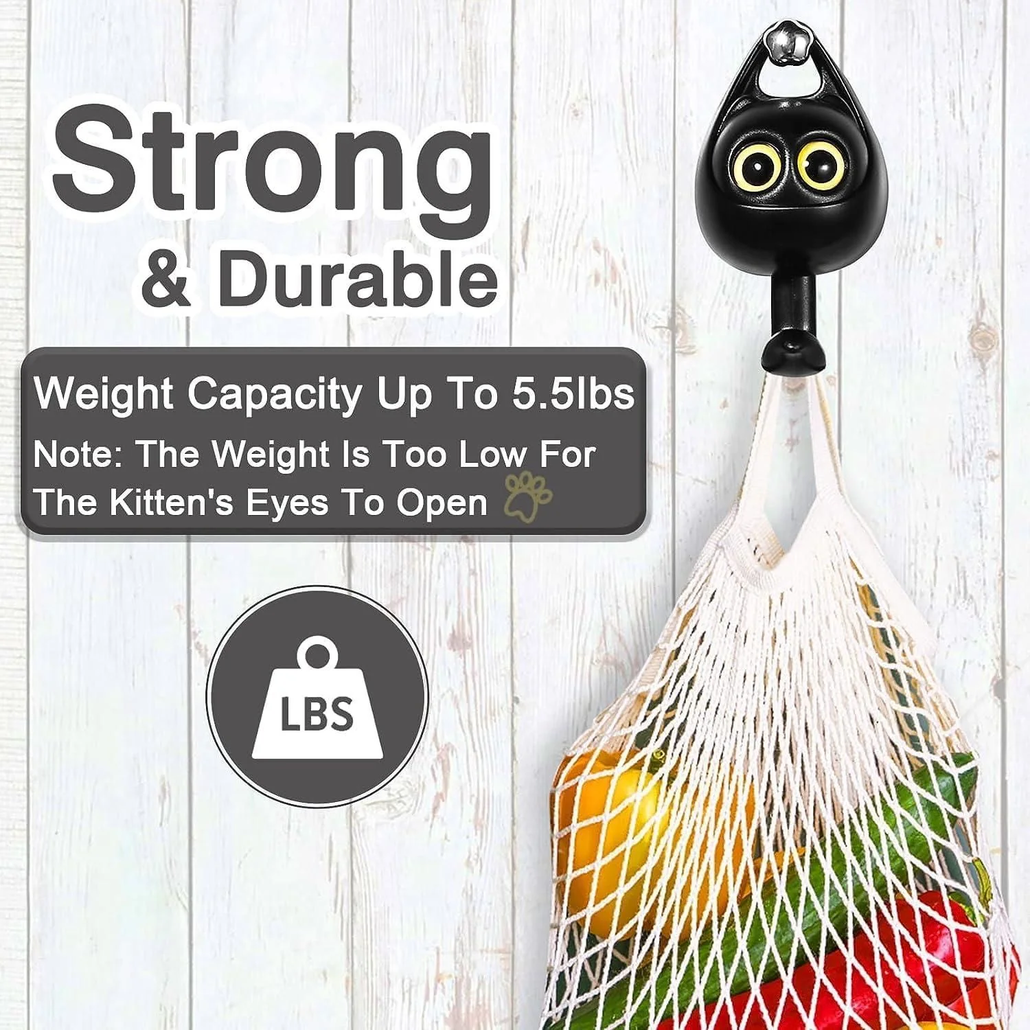Meowook: Cute Cat Blinking Eye Wall Hook with Strong Adhesive for Keys, Bags, Clothes & Home Décor - Image 5
