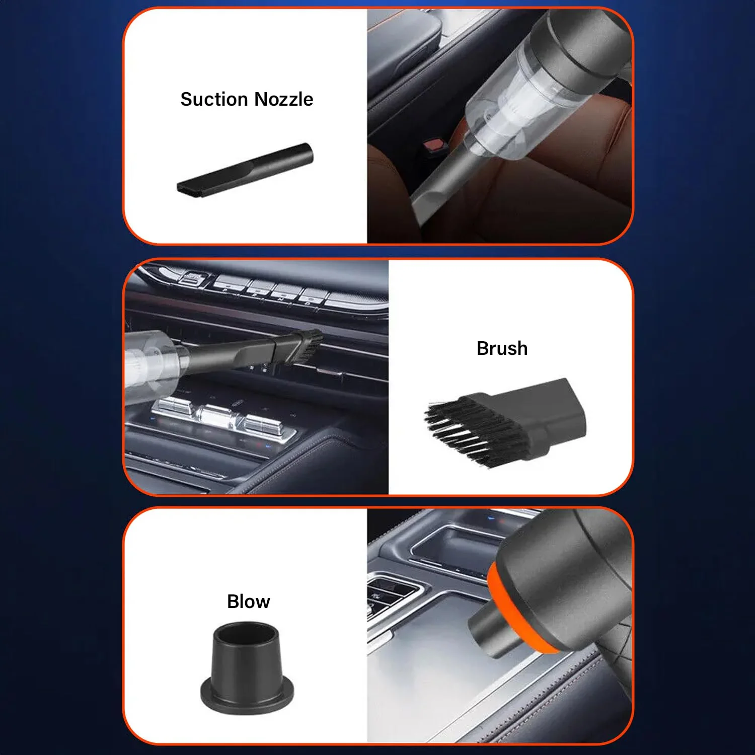 MiniVac: Type-C Rechargeable 2-in-1 Portable Vacuum Cleaner & Blower with Powerful Suction & 3 Nozzles for Car, Home & Office - Image 4