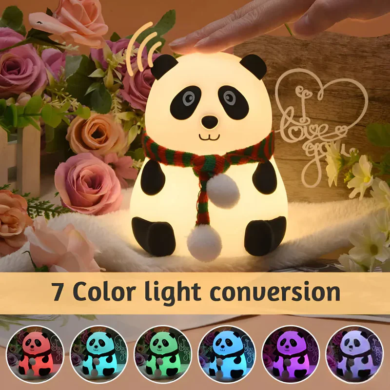 Pandi: Portable Squishy Silicone Panda Night Lamp with Soft LED Glow, Touch Control & Rechargeable Design for Cozy Bedroom Ambience & Gifting - Image 3