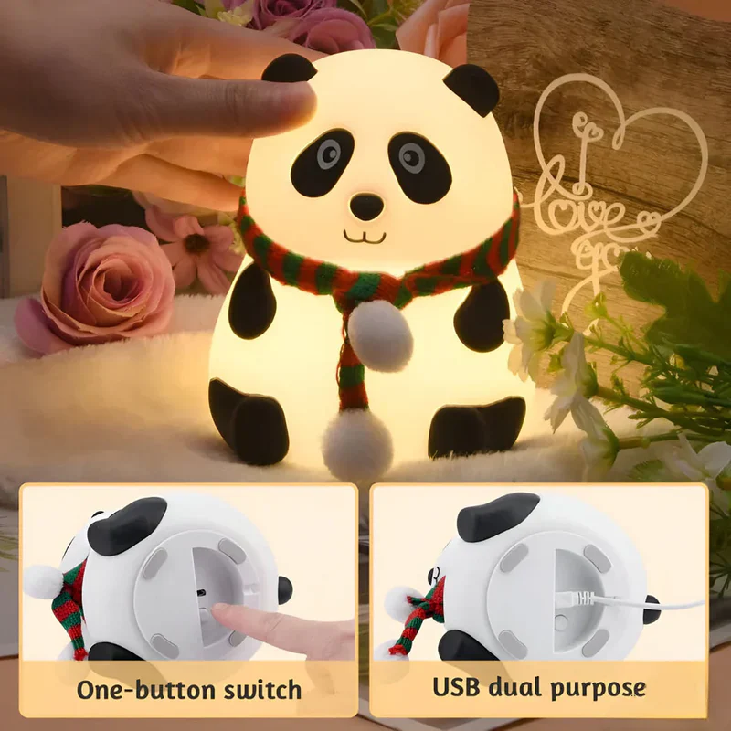 Pandi: Portable Squishy Silicone Panda Night Lamp with Soft LED Glow, Touch Control & Rechargeable Design for Cozy Bedroom Ambience & Gifting - Image 6
