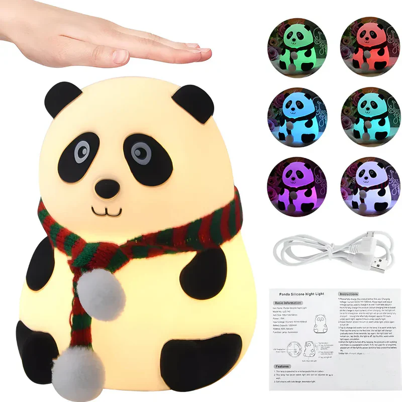 Pandi: Portable Squishy Silicone Panda Night Lamp with Soft LED Glow, Touch Control & Rechargeable Design for Cozy Bedroom Ambience & Gifting - Image 7