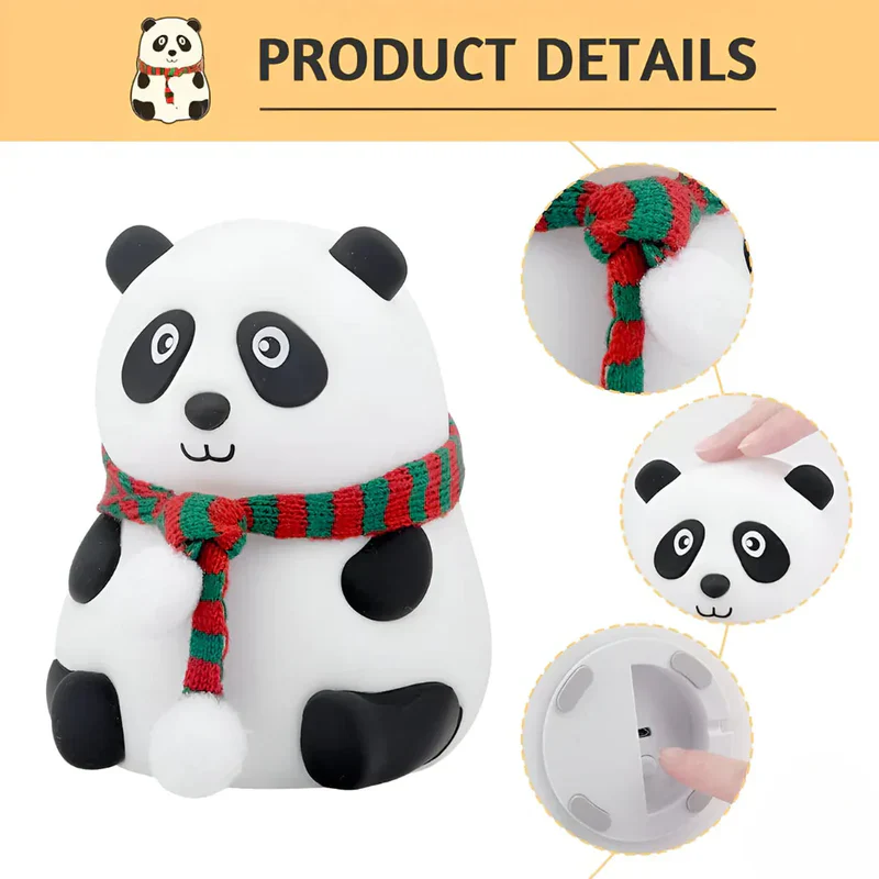 Pandi: Portable Squishy Silicone Panda Night Lamp with Soft LED Glow, Touch Control & Rechargeable Design for Cozy Bedroom Ambience & Gifting - Image 8