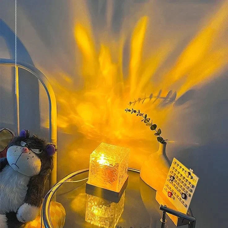 PrismCube: Soothing Ambient Ocean Wave Lamp with 3D Water Effect, 16-Color LED Projection & Remote Control for Relaxing Room Décor - Image 6