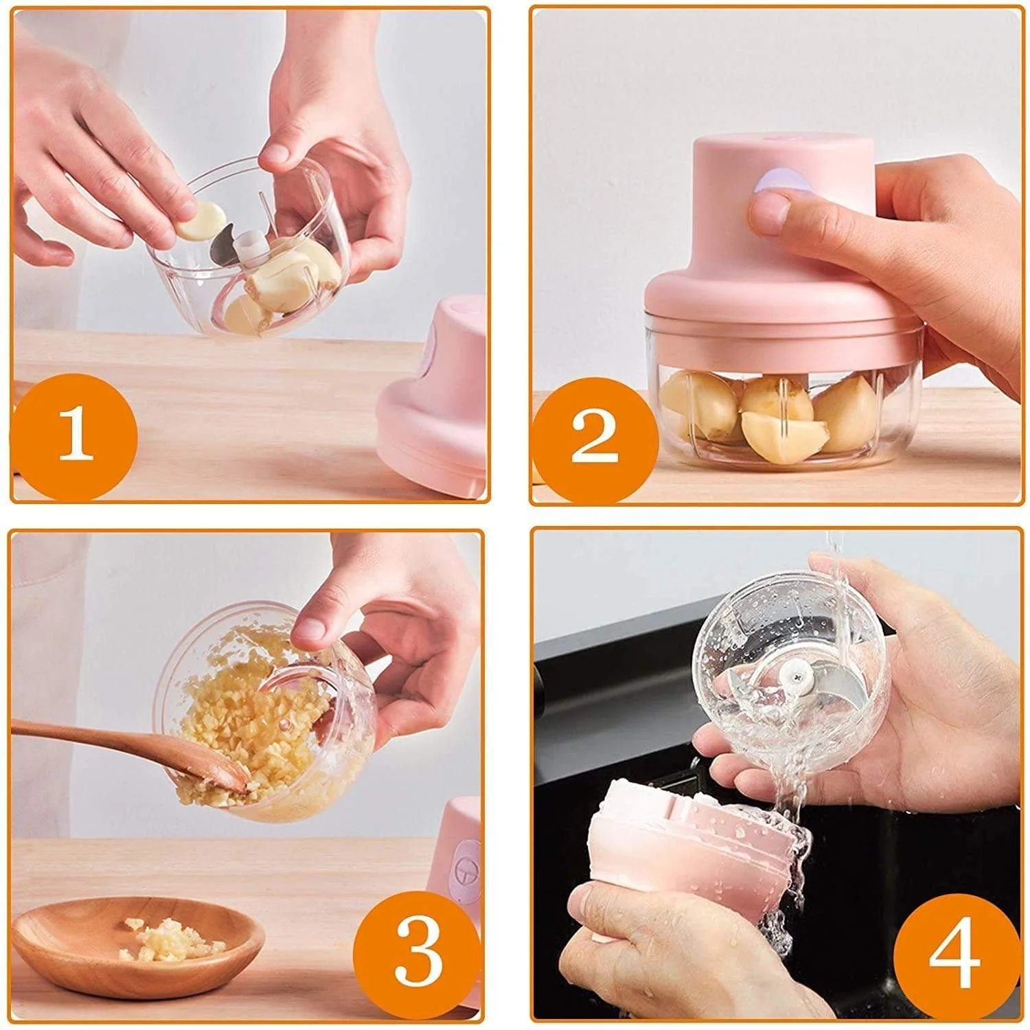 EZChop: Rechargeable Mini Electric Chopper for Vegetables, Fruits & Garlic with USB Charging & Portable Food Processor Design - Image 9