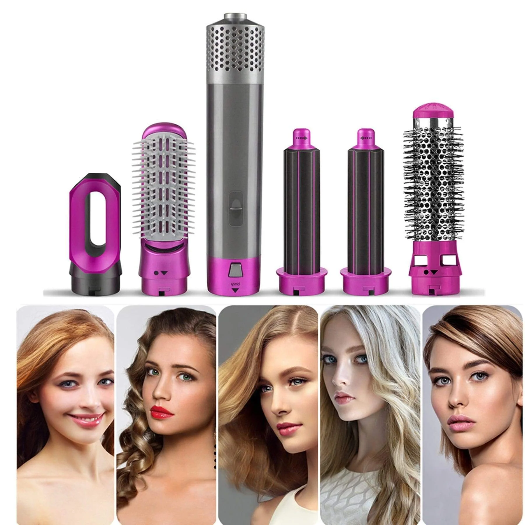 HairGrab: 5-in-1 Hair Styler with Hair Dryer, Air Brush, Straightener, Curler & Volumizer – 1000W One-Step Styling Tool - Image 3