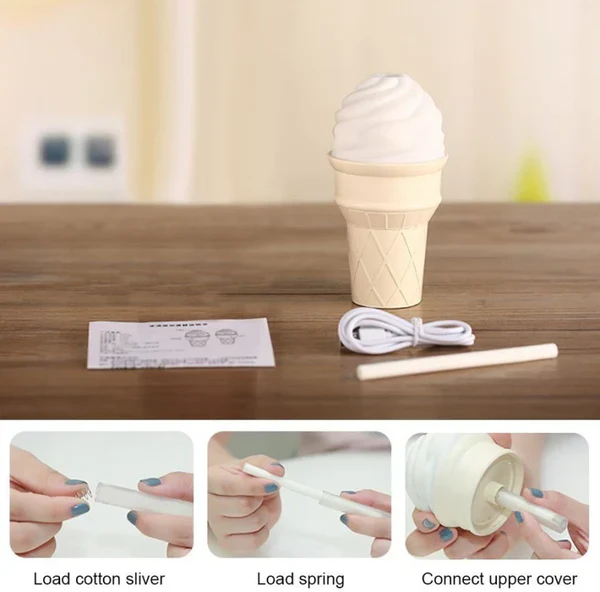 SweetMist: Ice-Cream Shaped Cool Mist Humidifier & Aroma Diffuser with LED Light & USB Power for Home & Office - Image 3