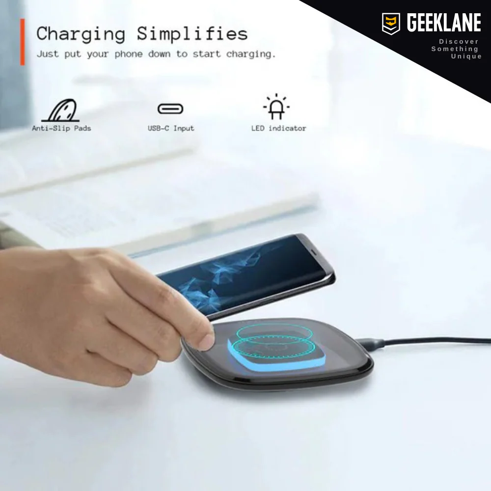 Voltique: 15W Transparent Wireless Charging Pad with LED Aura Ring – Fast Charging with Type-C Cable & Compatibility for iPhone 15–11 & All QI-Enabled Devices - Image 5