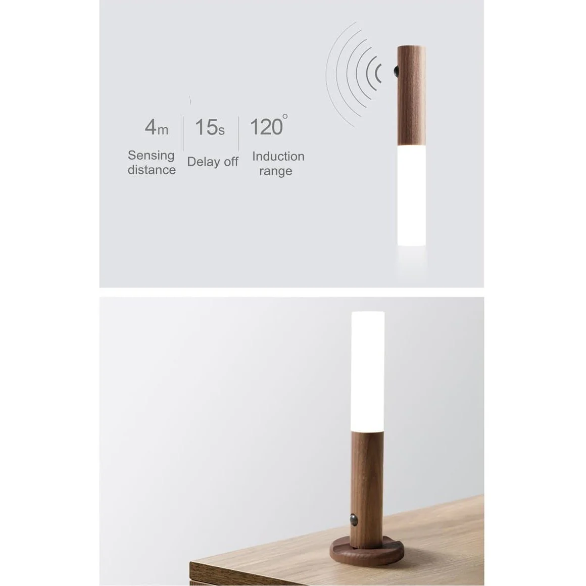 Wand: Magnetic Motion Sensor Light with USB Rechargeable LED & Wall-Mounted Wooden Torch Design for Home & Hallways - Image 11