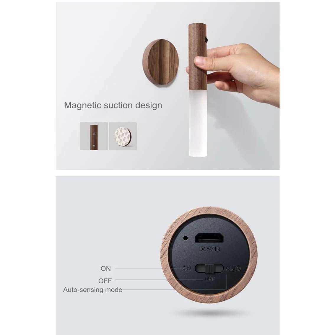 Wand: Magnetic Motion Sensor Light with USB Rechargeable LED & Wall-Mounted Wooden Torch Design for Home & Hallways - Image 12