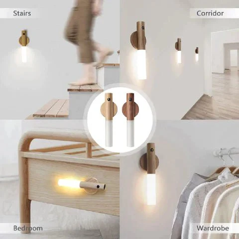 Wand: Magnetic Motion Sensor Light with USB Rechargeable LED & Wall-Mounted Wooden Torch Design for Home & Hallways - Image 5
