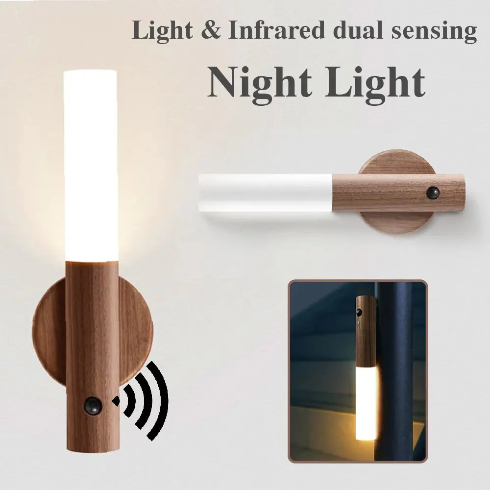 Wand: Magnetic Motion Sensor Light with USB Rechargeable LED & Wall-Mounted Wooden Torch Design for Home & Hallways - Image 7