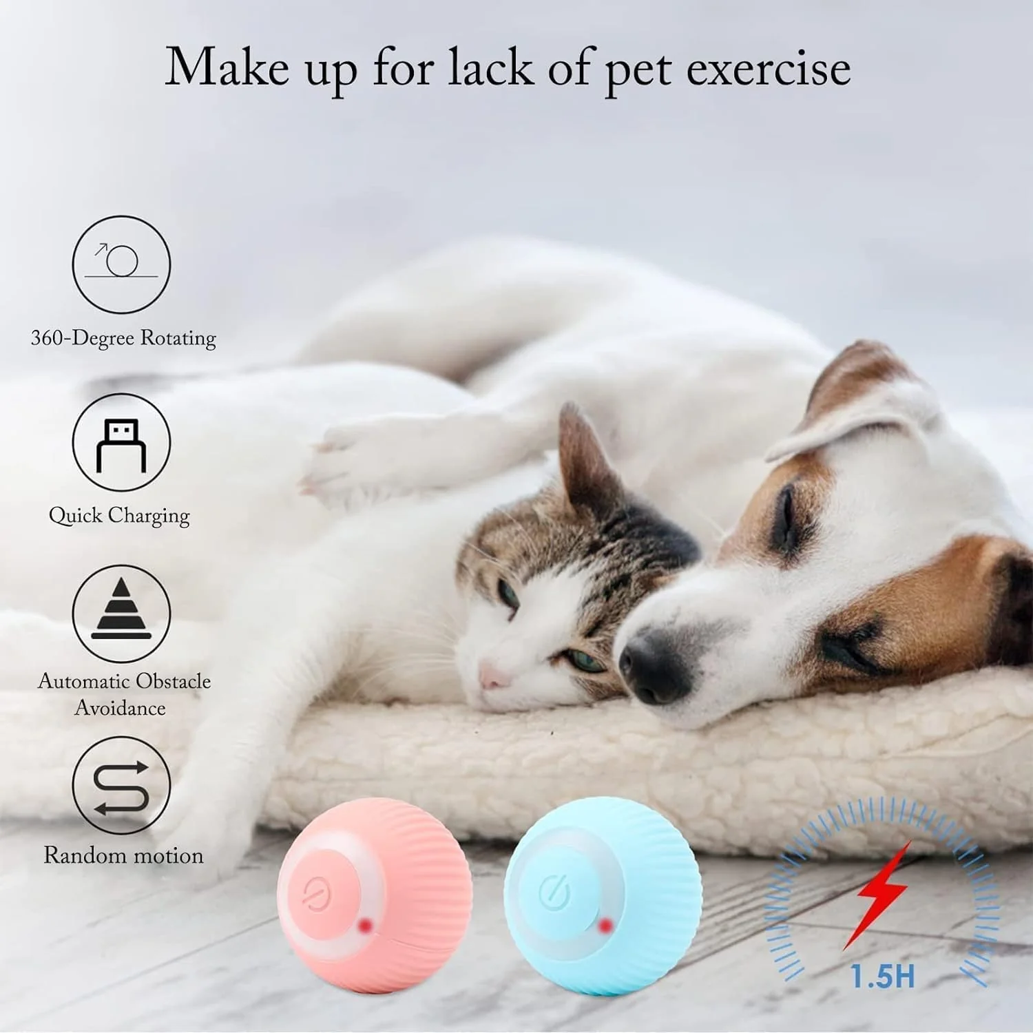 Pounce: Interactive LED Cat Toy Ball with 360° Rotating Motion, Smart Obstacle Avoidance & Rechargeable Design - Image 3