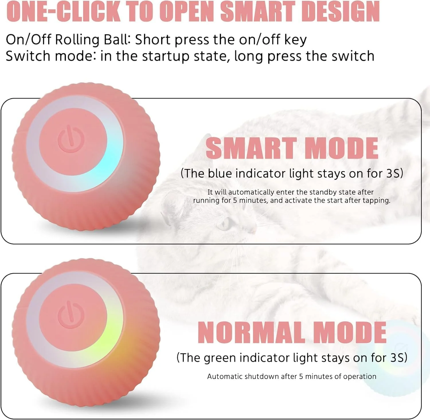 Pounce: Interactive LED Cat Toy Ball with 360° Rotating Motion, Smart Obstacle Avoidance & Rechargeable Design - Image 5