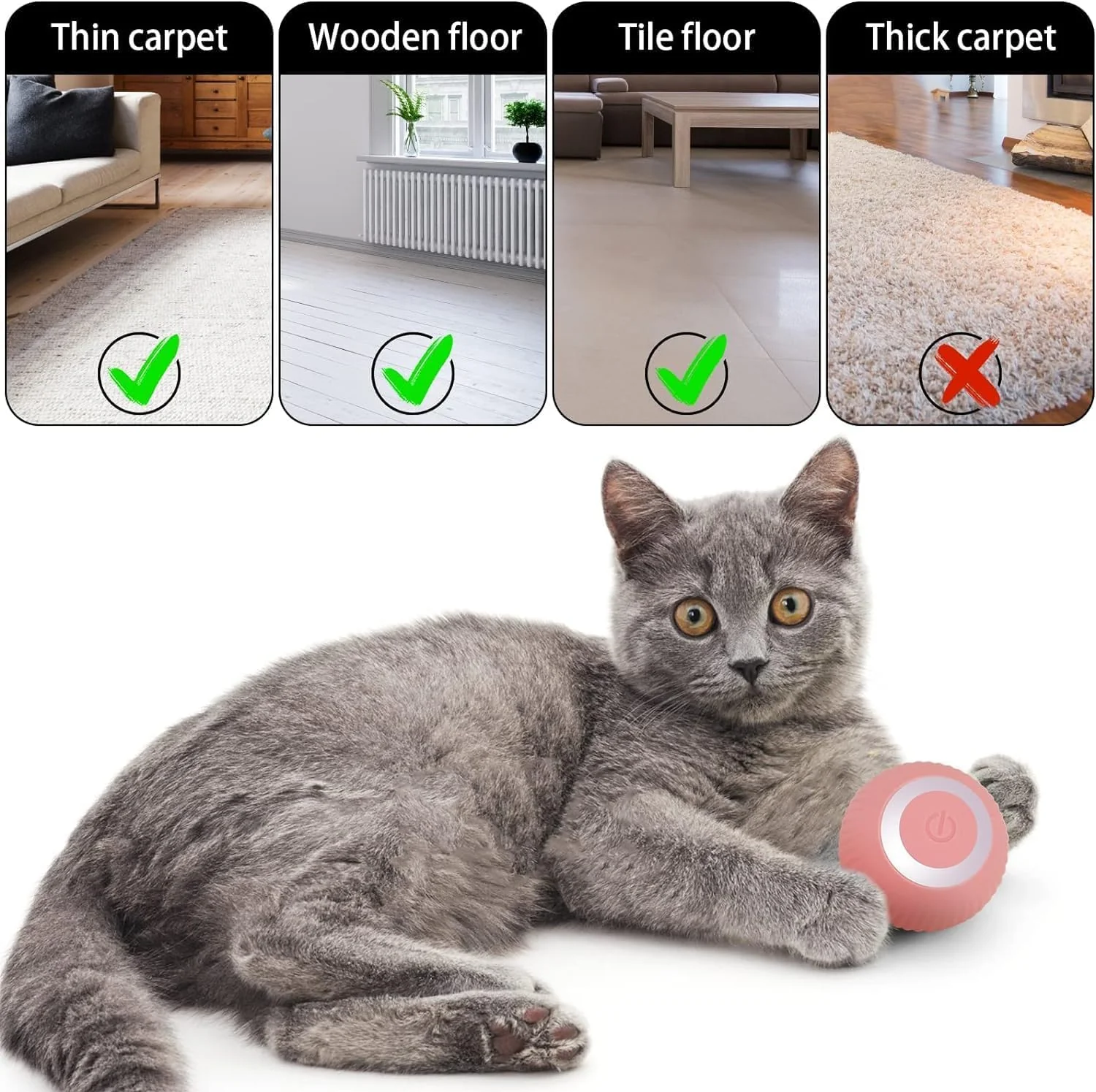 Pounce: Interactive LED Cat Toy Ball with 360° Rotating Motion, Smart Obstacle Avoidance & Rechargeable Design - Image 7