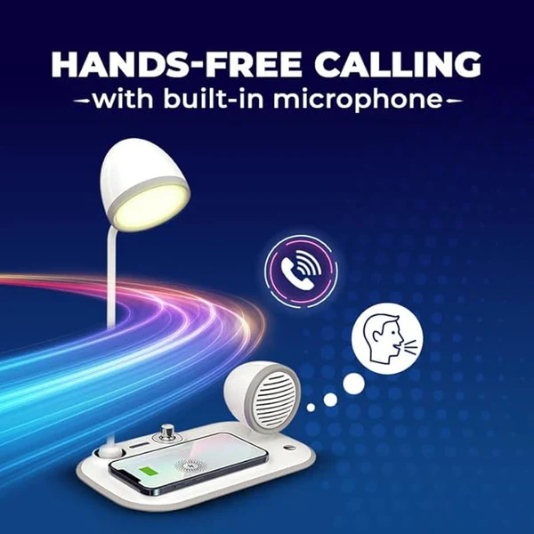 Zylo: 3-in-1 Desk Lamp with 15W Wireless Charger, 10W Bluetooth Speaker & Adjustable tactile Brightness Knob - Image 4